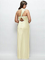 Alt View 3 Thumbnail - Butter Yellow Satin Twist Bandeau One-Shoulder Bias Maxi Dress