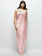 Alt View 1 Thumbnail - Ballet Pink Satin Twist Bandeau One-Shoulder Bias Maxi Dress
