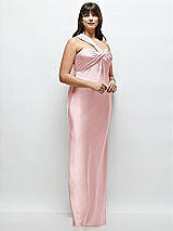 Alt View 2 Thumbnail - Ballet Pink Satin Twist Bandeau One-Shoulder Bias Maxi Dress