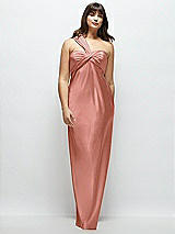 Alt View 1 Thumbnail - Desert Rose Satin Twist Bandeau One-Shoulder Bias Maxi Dress