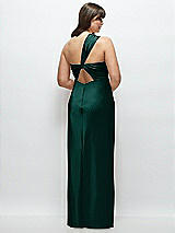 Alt View 3 Thumbnail - Evergreen Satin Twist Bandeau One-Shoulder Bias Maxi Dress