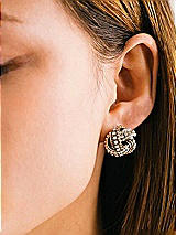 Rear View Thumbnail - White Crystal Knot Stud Earrings