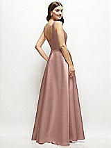Rear View Thumbnail - Neu Nude Square-Neck Satin Maxi Dress with Full Skirt