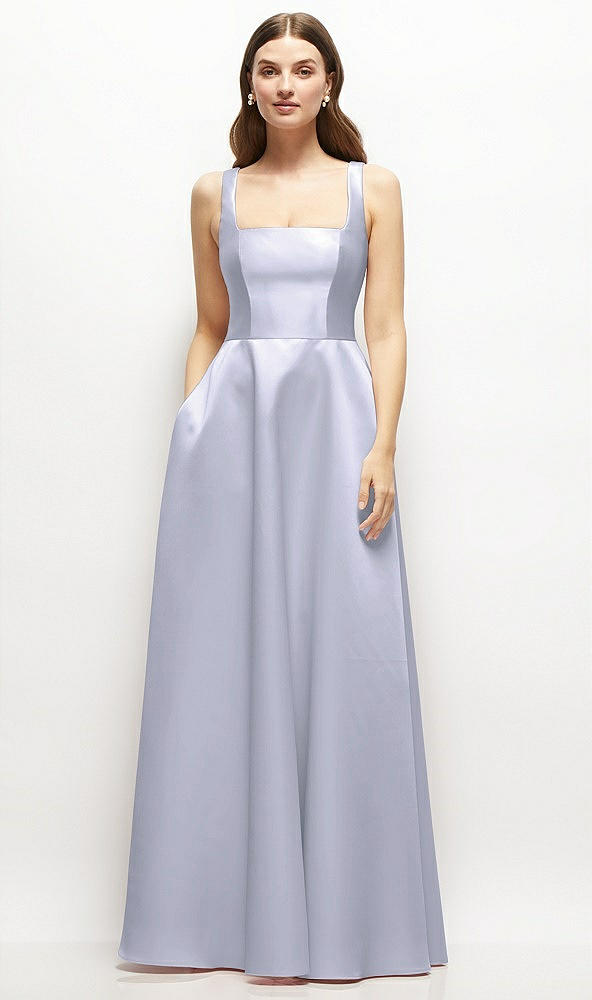 Front View - Silver Dove Square-Neck Satin Maxi Dress with Full Skirt