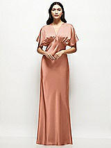 Alt View 1 Thumbnail - Copper Penny Plunge Neck Kimono Sleeve Satin Bias Maxi Dress