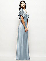 Side View Thumbnail - Mist Plunge Neck Kimono Sleeve Satin Bias Maxi Dress