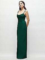 Side View Thumbnail - Hunter Green Corset-Style Crepe Column Maxi Dress with Adjustable Straps