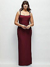 Alt View 1 Thumbnail - Cabernet Corset Midriff Crepe Column Maxi Dress