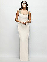 Front View Thumbnail - Ivory Corset Midriff Crepe Column Maxi Dress