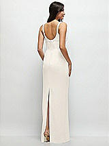 Rear View Thumbnail - Ivory Corset Midriff Crepe Column Maxi Dress