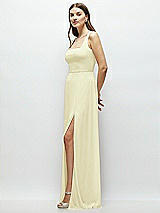 Side View Thumbnail - Butter Yellow Square Neck Chiffon Maxi Dress with Circle Skirt