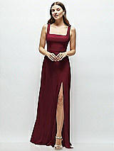 Front View Thumbnail - Cabernet Square Neck Chiffon Maxi Dress with Circle Skirt