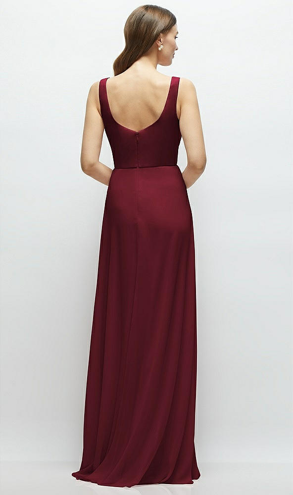 Back View - Cabernet Square Neck Chiffon Maxi Dress with Circle Skirt