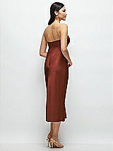 Rear View Thumbnail - Auburn Moon Strapless Bow-Bandeau Cutout Satin Midi Slip Dress