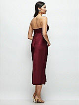 Rear View Thumbnail - Cabernet Strapless Bow-Bandeau Cutout Satin Midi Slip Dress