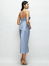 Rear View Thumbnail - Cloudy Strapless Bow-Bandeau Cutout Satin Midi Slip Dress