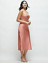Side View Thumbnail - Desert Rose Strapless Bow-Bandeau Cutout Satin Midi Slip Dress