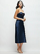 Side View Thumbnail - Midnight Navy Strapless Bow-Bandeau Cutout Satin Midi Slip Dress