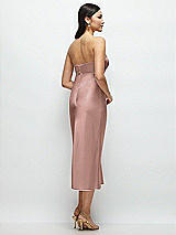 Rear View Thumbnail - Neu Nude Strapless Bow-Bandeau Cutout Satin Midi Slip Dress