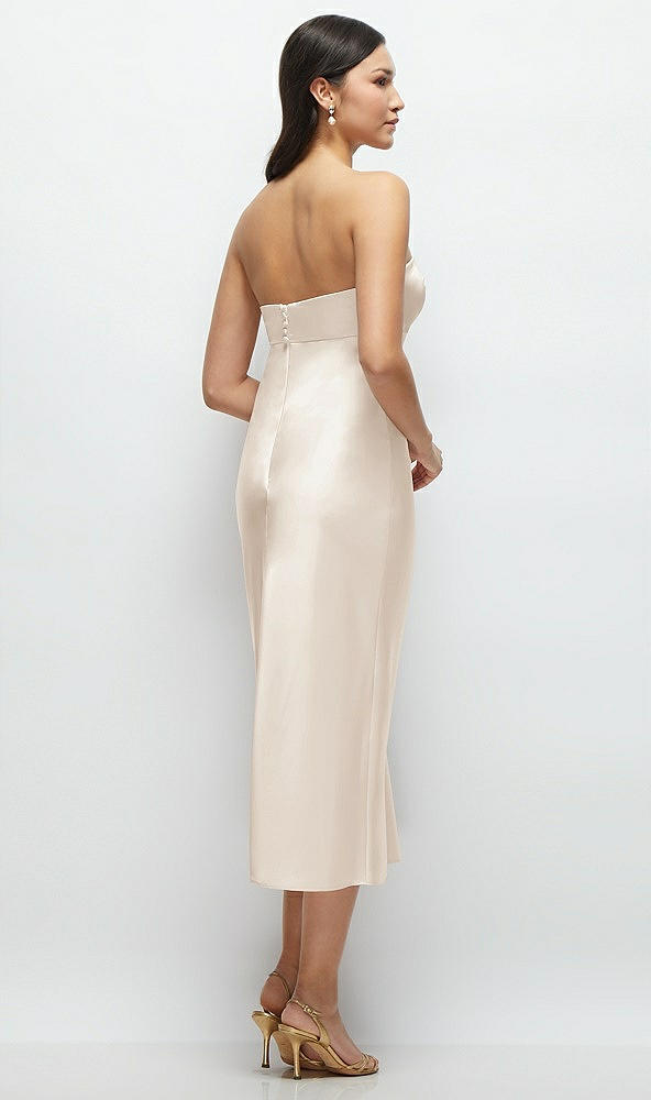 Back View - Oat Strapless Bow-Bandeau Cutout Satin Midi Slip Dress