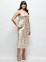 Side View Thumbnail - Golden Hour Strapless Bow-Bandeau Cutout Floral Satin Midi Slip Dress