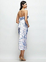 Rear View Thumbnail - Magnolia Sky Strapless Bow-Bandeau Cutout Floral Satin Midi Slip Dress