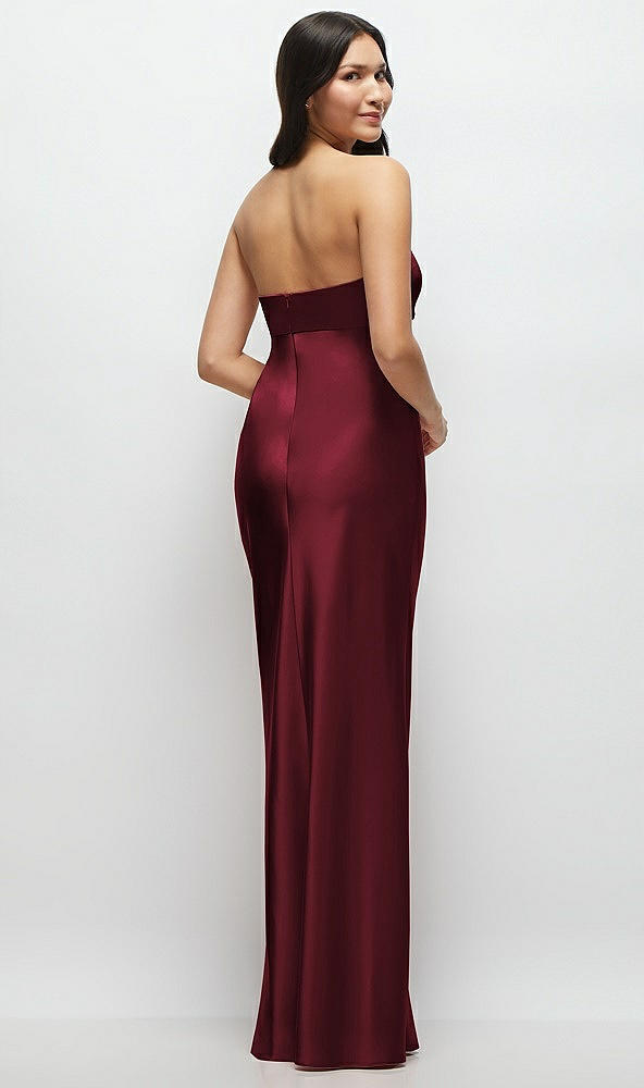 Back View - Cabernet Strapless Bow-Bandeau Cutout Satin Maxi Slip Dress