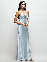 Side View Thumbnail - Mist Strapless Bow-Bandeau Cutout Satin Maxi Slip Dress