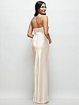 Rear View Thumbnail - Oat Strapless Bow-Bandeau Cutout Satin Maxi Slip Dress