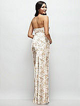 Rear View Thumbnail - Golden Hour Strapless Bow-Bandeau Cutout Floral Satin Maxi Slip Dress
