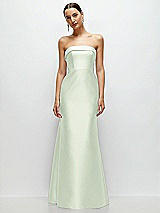 Front View Thumbnail - Mint Green Strapless Cuff Neckline Satin Trumpet Gown