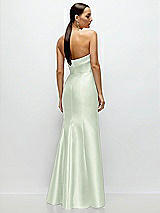 Rear View Thumbnail - Mint Green Strapless Cuff Neckline Satin Trumpet Gown
