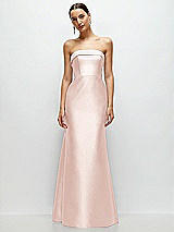 Front View Thumbnail - Blush Strapless Cuff Neckline Satin Trumpet Gown