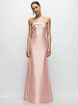 Front View Thumbnail - Rose Strapless Cuff Neckline Satin Trumpet Gown
