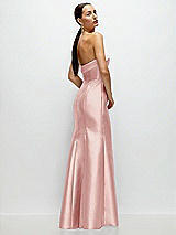 Side View Thumbnail - Rose Strapless Cuff Neckline Satin Trumpet Gown