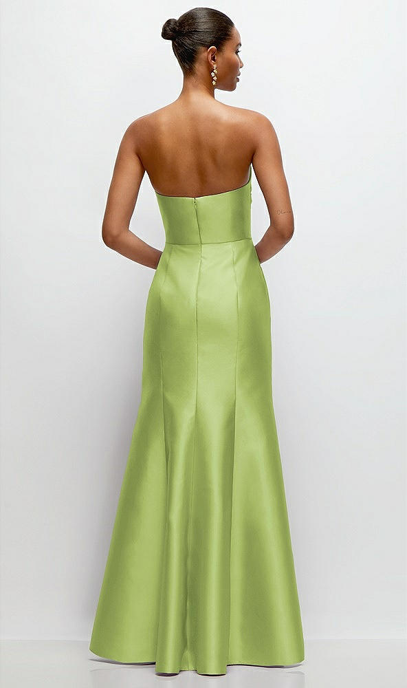 Back View - Mojito Strapless Cat-Eye Draped Bodice Satin Tumpet Dress