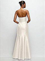 Rear View Thumbnail - Ivory Strapless Cat-Eye Draped Bodice Satin Tumpet Dress