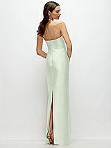 Rear View Thumbnail - Mint Green Strapless Satin Column Dress with Back Slit
