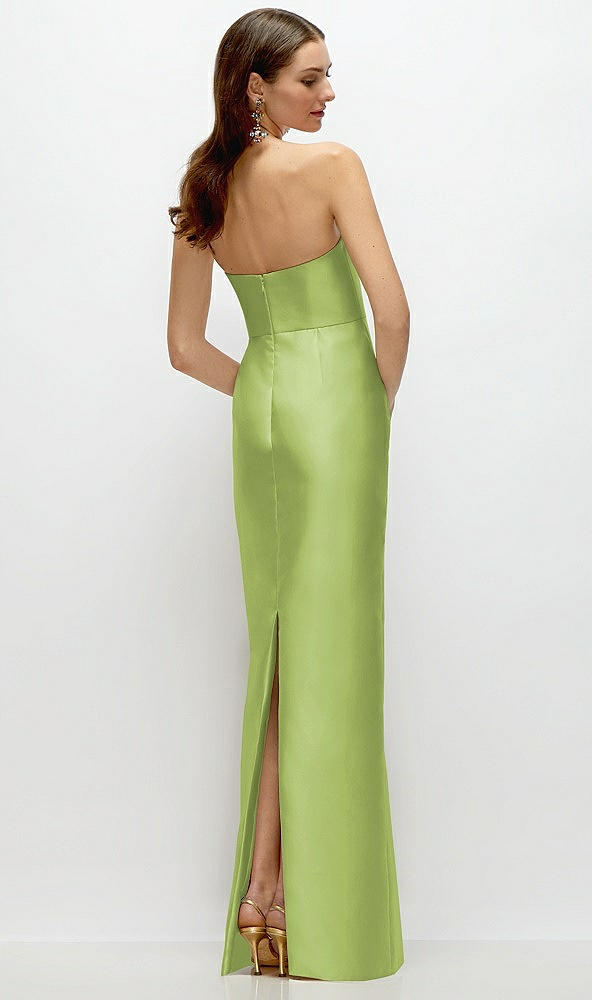 Back View - Mojito Strapless Satin Column Dress with Back Slit