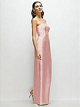 Side View Thumbnail - Rose Strapless Satin Column Dress with Back Slit