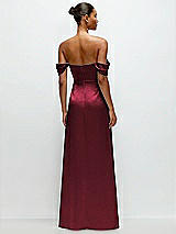 Rear View Thumbnail - Cabernet A-Line Satin Maxi Dress with Convertible Off-the-Shoulder or Strapless Looks 
