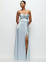 Alt View 1 Thumbnail - Mist A-Line Satin Maxi Dress with Convertible Off-the-Shoulder or Strapless Looks 