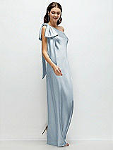 Side View Thumbnail - Mist One-Shoulder Bias-Cut Satin Maxi Dress with Cascading Shoulder Bow