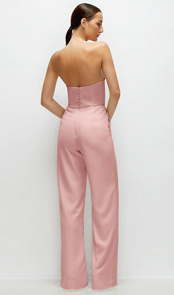 Back View - Rose Strapless Cat-Eye Corset Crepe Wedding Jumpsuit