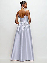 Rear View Thumbnail - Silver Dove Scoop Neck Drop Basque Skirt Satin Maxi Dress with Pockets