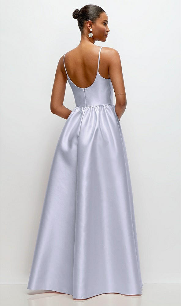 Back View - Silver Dove Scoop Neck Drop Basque Skirt Satin Maxi Dress with Pockets
