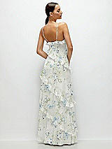 Rear View Thumbnail - Bleu Garden Asymmetrical Ruffle Chiffon Bias Slip Maxi Dress