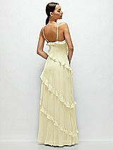 Rear View Thumbnail - Butter Yellow Asymmetrical Ruffle Chiffon Bias Slip Maxi Dress