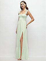 Side View Thumbnail - Mint Green Ruffle Strap Chiffon Bustier Maxi Dress with Ruffle Hem A-Line Skirt