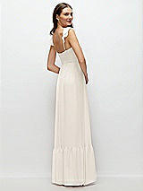 Rear View Thumbnail - Ivory Ruffle Strap Chiffon Bustier Maxi Dress with Ruffle Hem A-Line Skirt